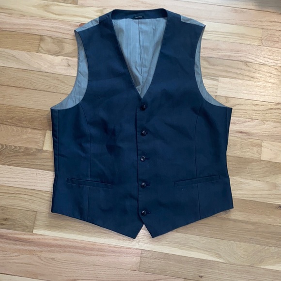 Mens Slim Fit JFerar Navy Blue and grey vest - Picture 1 of 4